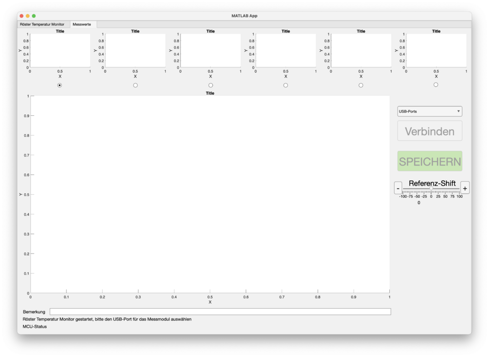 PC Anwendung Röster Temperatur Monitor Messwertseite, (c) Armin Rohnen